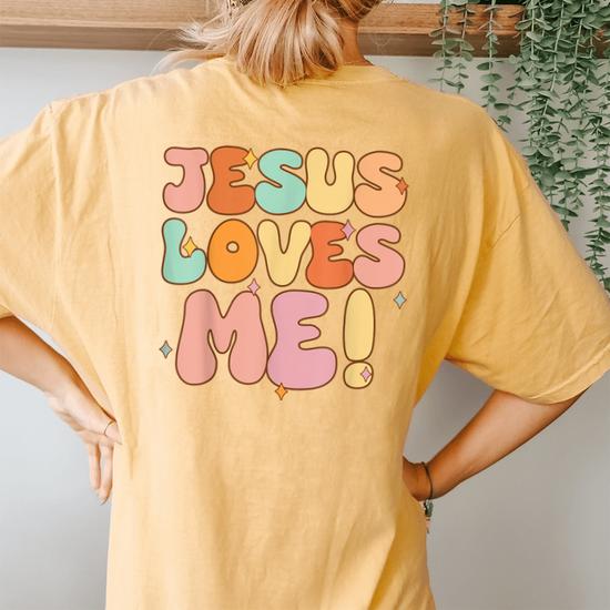 Boys Jesus Loves Me- Groovy Toddler Girl Kid Christian Women's Oversized  Comfort T-Shirt Back Print | Seseable CA