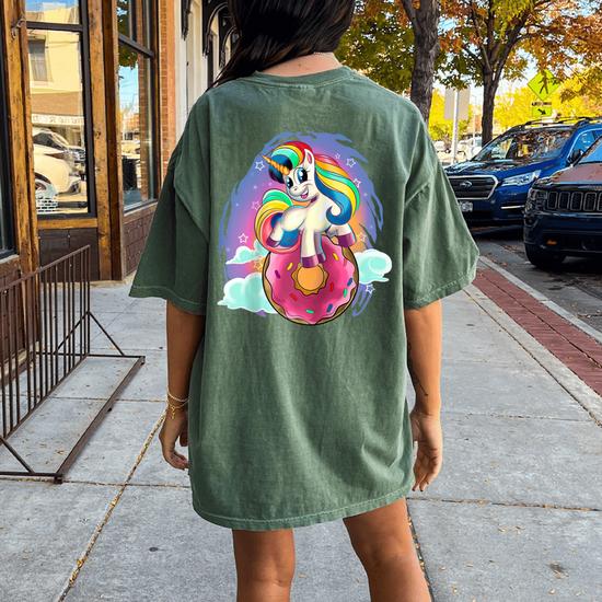 【BEENTRILL】Women's Lovely Unicorn T-Shirt / 追跡付 youth-staple-tee-maroon-front-