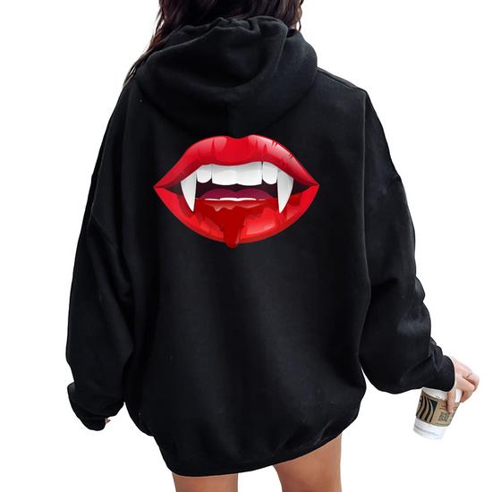 Scary Vampire Fangs Lips Teeth Blood Dracula Halloween Women