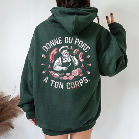 Sweat à Capuche "À La Tienne, Mon Cochon" - Tenue Groupe Cochon, Cadeau Humour, Plage Ou Fête
