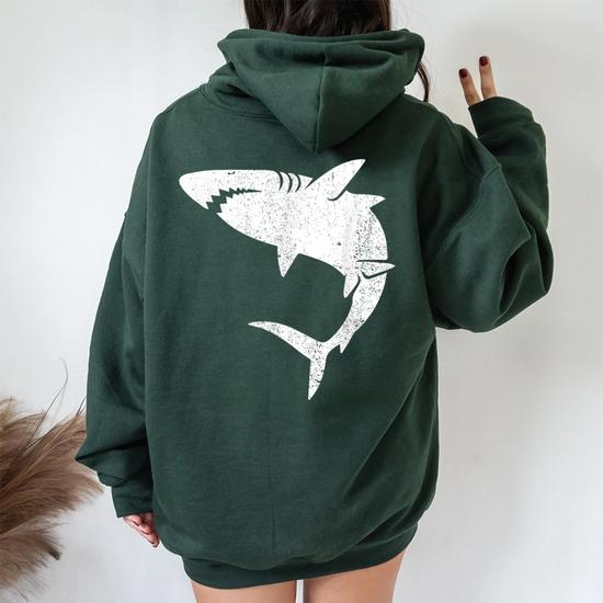 Felpa Unisex Squalo Kawaii Stampa 3D – Con Cappuccio E Tasca, Vestibilità Ampia Taglie Forti M-5XL