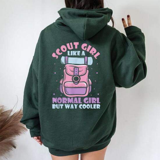 Scoutismo Ragazza Esploratore Guida Scout Scouting Felpa con cappuccio oversize da donna con stampa posteriore Novitaregali