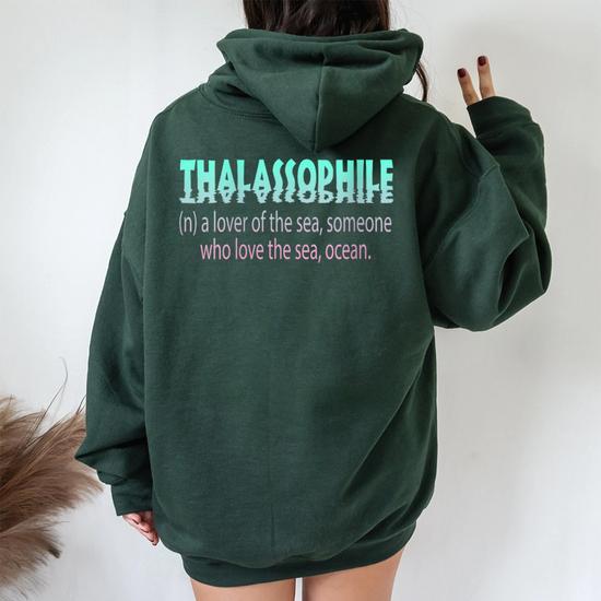 Thalassophile Love Sea Ocean Lover Retro Vintage Women Women Oversized Hoodie Back Print Monsterry
