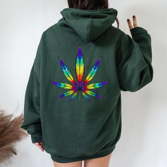 Men's 3D Printing Weed Leaf Hoodie - Loose Pocket Oversized Sweatshirt, Casual Pullover
