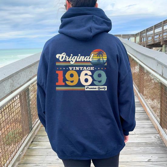 55E Anniversaire Homme Originalintage 1969 Sweat a capuche oversize pour femme avec imprime dans le dos Cadeauxyz