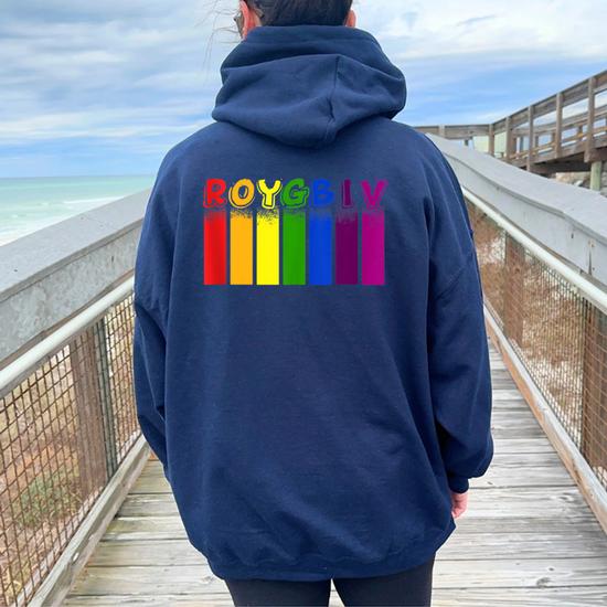 Color Spectrum Rainbow Primary Colors Women Oversized Hoodie Back Print Monsterry