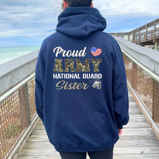 Retro Proud Army National Guard Sister Military Pride Outfit Women Oversized Hoodie Back Print Thegiftio UK