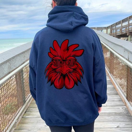 South Carolina Retro Cock Vintage State Varsity Women Oversized Hoodie Back Print Seseable UK