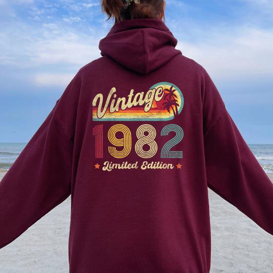 Sweat à Capuche 1982 Vintage Anniversaire Rétro Édition Limitée - Idéal Homme Femme 41 Ans