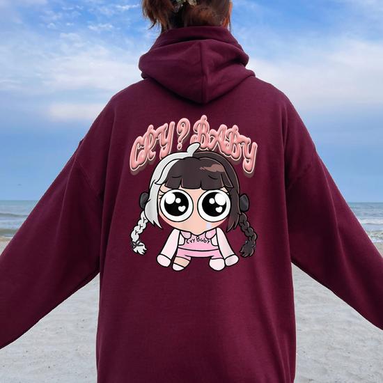 Graphic Cute Baby Cry Baby Girl Women Oversized Hoodie Back Print Seseable UK