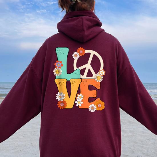 Chemise Hippie Peace Love, Vêtements Peace And Love, Chemise Style De