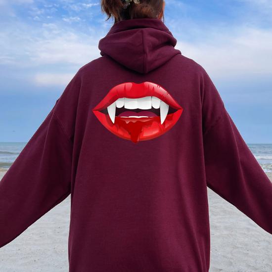 Sweat à Capuche Halloween Sanglant - Manches Longues, Motif Horreur Réaliste - Déguisement Vampire, Fête Effrayante