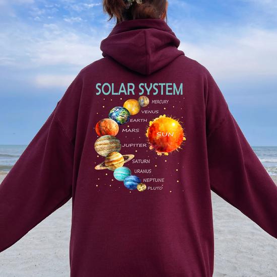 keephen Colorful Planet Galaxy Felpe con Cappuccio a Maniche Lunghe