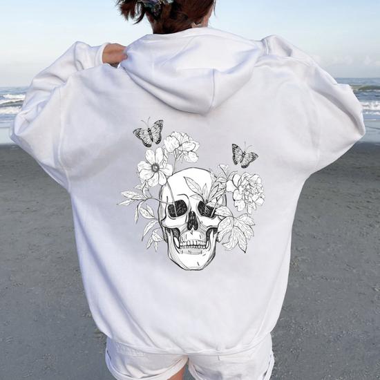 Couverture à Capuche Surdimensionnée Fille – Motif Coquelicots Tête De Mort, Polaire Douce, Taille S/M/L