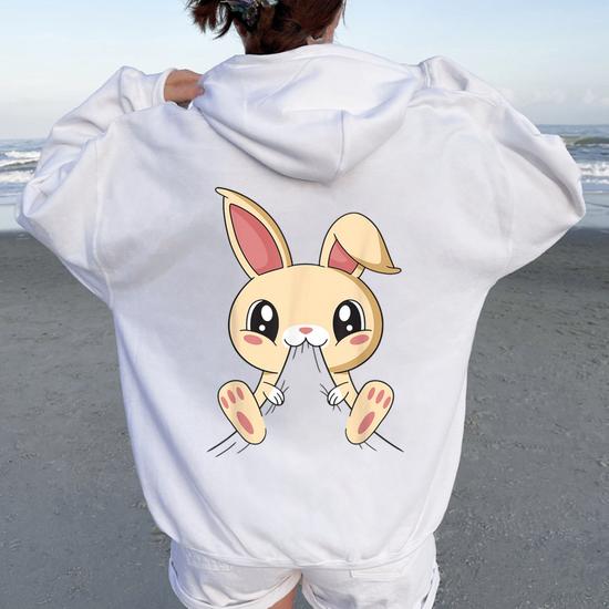 Sweat-shirt Ample à Capuche Avec Oreilles De Lapin - Boutique De Mode Kawaii | Mignon Asiatique Japonais Harajuku Mignon Kawaii Vêtements De Mode