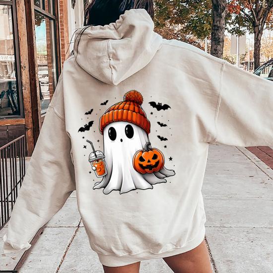 I'm fashion BOOtiful! Ghost with pumpkin crown Fall Unisex Heavy Blend Hooded Sweatshirt