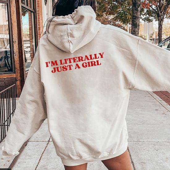 Felpa Con Cappuccio Donna Oversize – Scritta 'I'm Just A Girl', Stile Y2K, Ampia E Casual Per College E Tempo Libero - 2