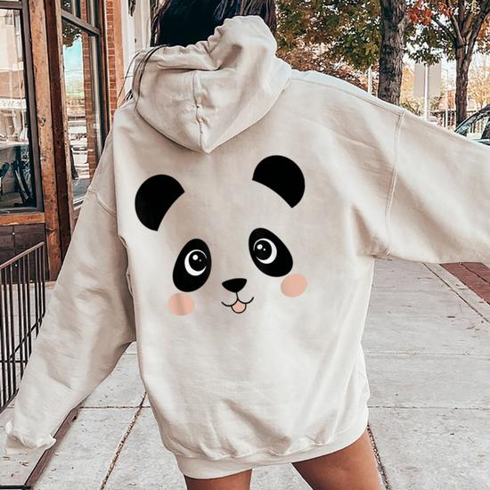 Panda Bear Face Halloween Costume Animal Women Oversized Hoodie Back Print Thegiftio UK