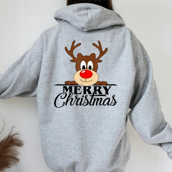 Pull De Noël Pour Enfant Fille - Impression Renne Col Rond Manches Longues - Sweat Amusant Vacances Hiver