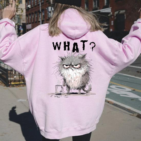Sweat à Capuche Chat Doigt D'Honneur - Grumpy Cat Sarcastique Impertinent, Idéal Humour