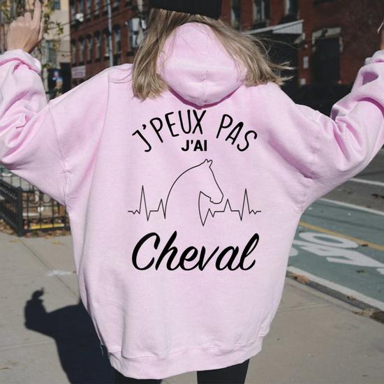 Sweat à Capuche Humour équitation - 'Je Veux Un Cheval' - Pour Femme, Fille, Cadeau Cavalière