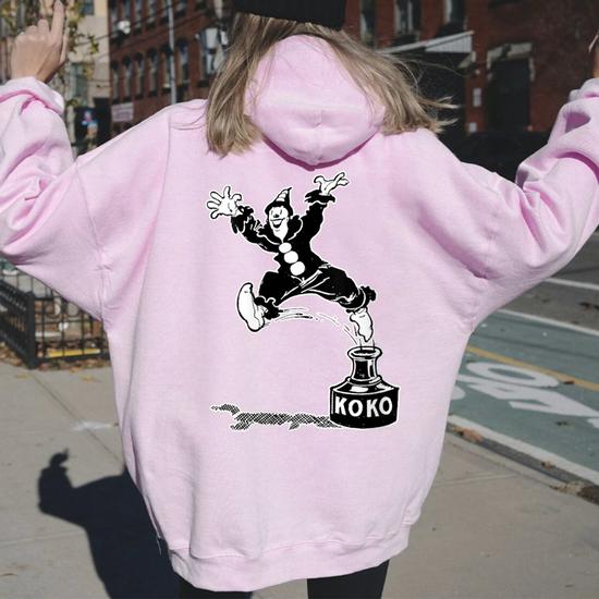 Koko The Clown Out Of The Inkwell Gothic Vintage Cartoon Women Oversized Hoodie Back Print Monsterry
