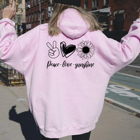 Peace Love Music Note Letter Print Hoodies top Women Kawaii Women Femmes Spring Autu