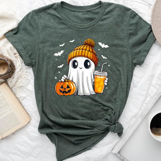 Happy Fall Y'all Women's Funny Pumpkin Spice T-Shirt - V-Neck Short Sleeve Tee, Dark Grey Small