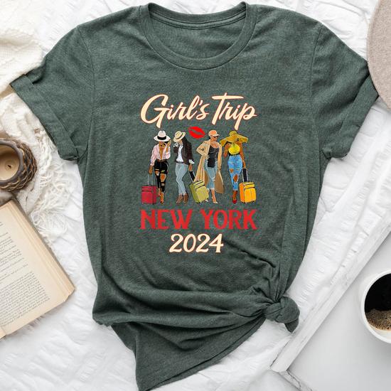 2024 Girls Trip Retro T-Shirt – Bella Canvas Heather Mauve Weekend Tee - View #7