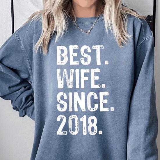 Best Wife Since 2018 1St Wedding Anniversary Comfort Colors Sweatshirt Monsterry